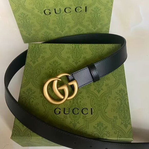 Gucci Black Belt with Gold Buckle main image 6